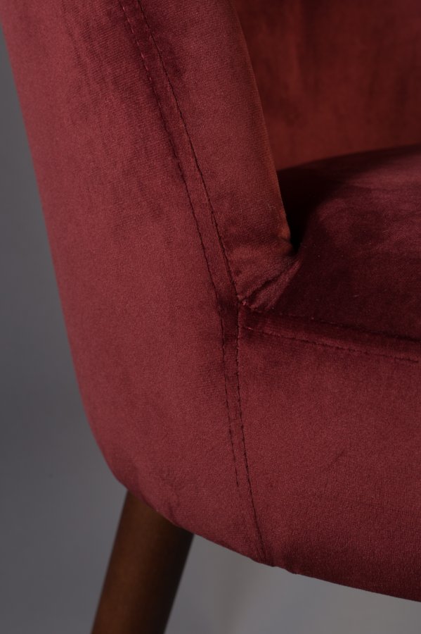 DUTCHBONE Barbara spisebordstol - rdt flyelsstoff og brunt bketre