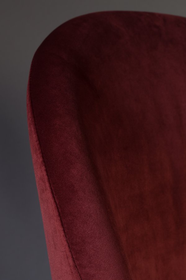 DUTCHBONE Barbara spisebordstol - rdt flyelsstoff og brunt bketre