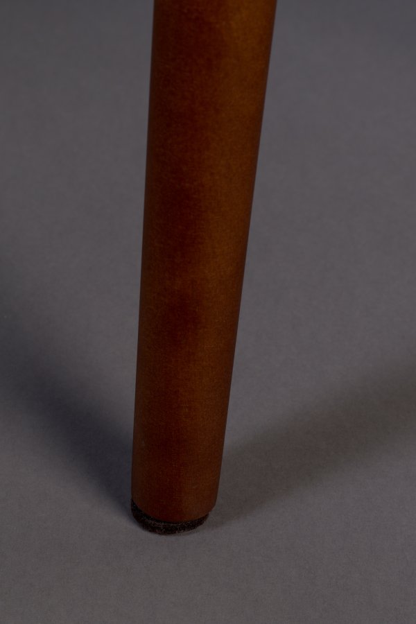 DUTCHBONE Barbara spisebordstol - rdt flyelsstoff og brunt bketre