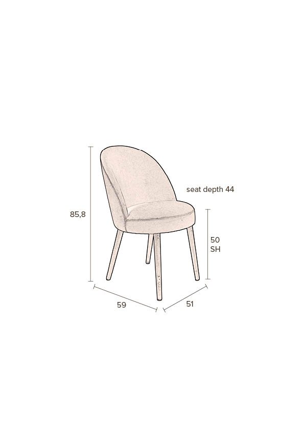 DUTCHBONE Barbara spisebordstol - rdt flyelsstoff og brunt bketre