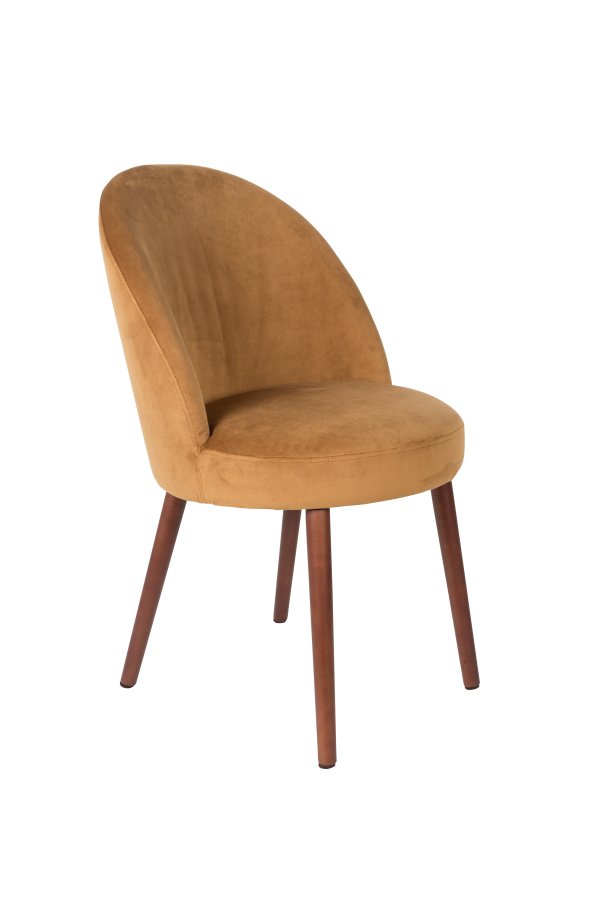 DUTCHBONE Barbara spisestol - kamel flyelsstoff og brunt bketre