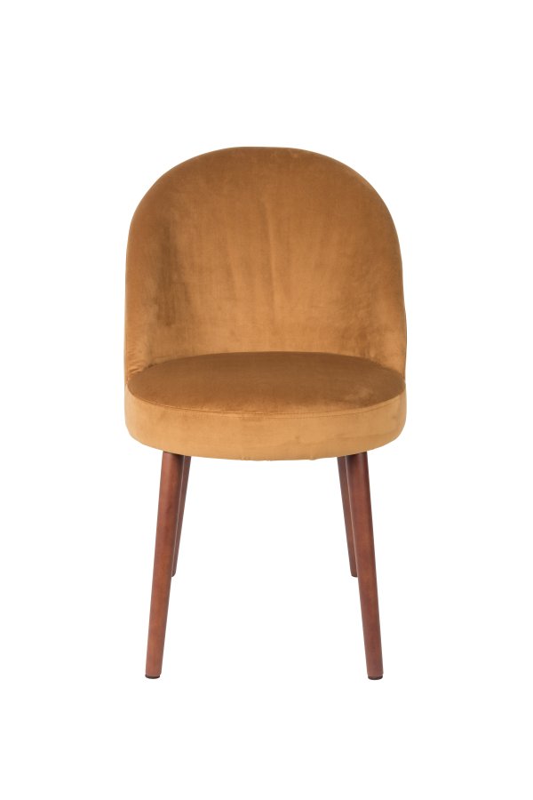 DUTCHBONE Barbara spisestol - kamel flyelsstoff og brunt bketre