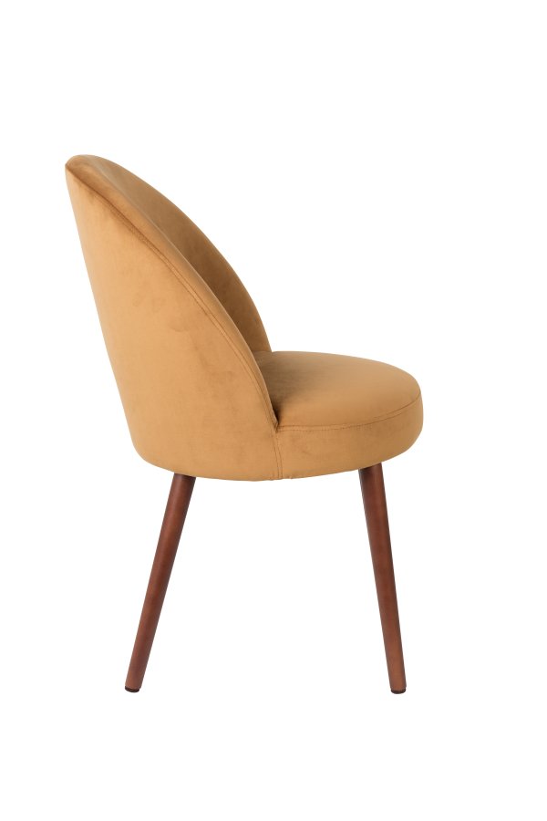 DUTCHBONE Barbara spisestol - kamel flyelsstoff og brunt bketre