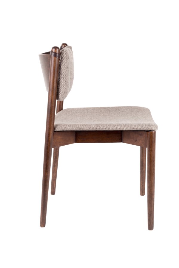 DUTCHBONE Torrance spisestuestol - brunt polyesterstoff og brunt tre