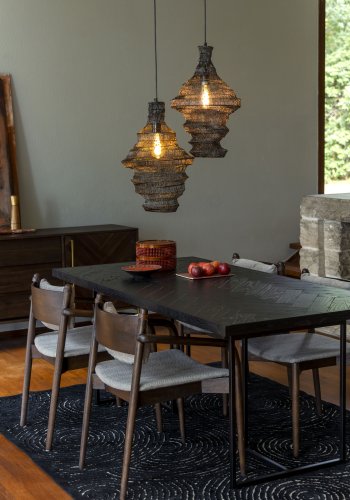 DUTCHBONE Torrance spisestuestol - brunt polyesterstoff og brunt tre