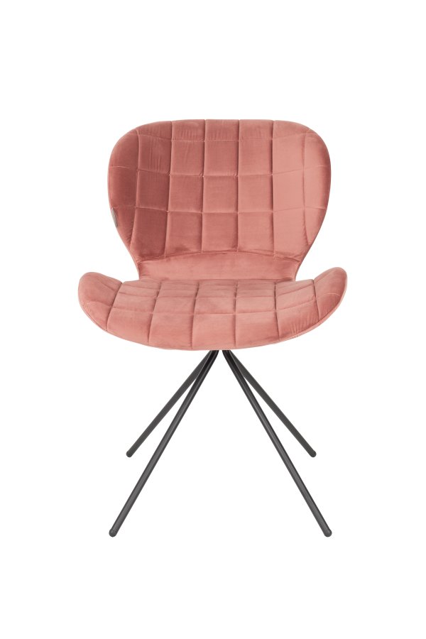 ZUIVER OMG spisestuestol - rosa flyel og svart jern