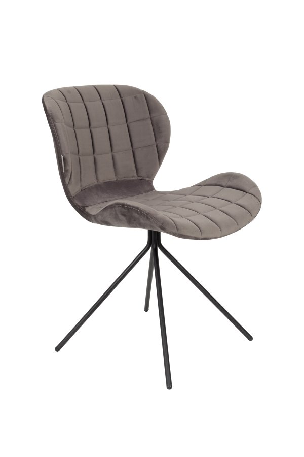 ZUIVER OMG spisestuestol - gr flyel og svart jern