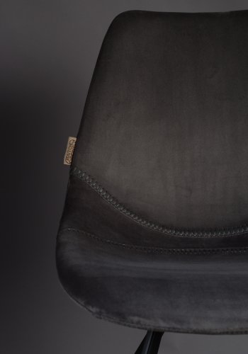 DUTCHBONE Franky Esszimmerstuhl - grauer Samtstoff und schwarzer Stahl