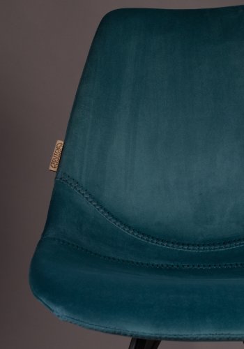 DUTCHBONE Franky Esszimmerstuhl - petrolfarbener Samtstoff und schwarzer Stahl