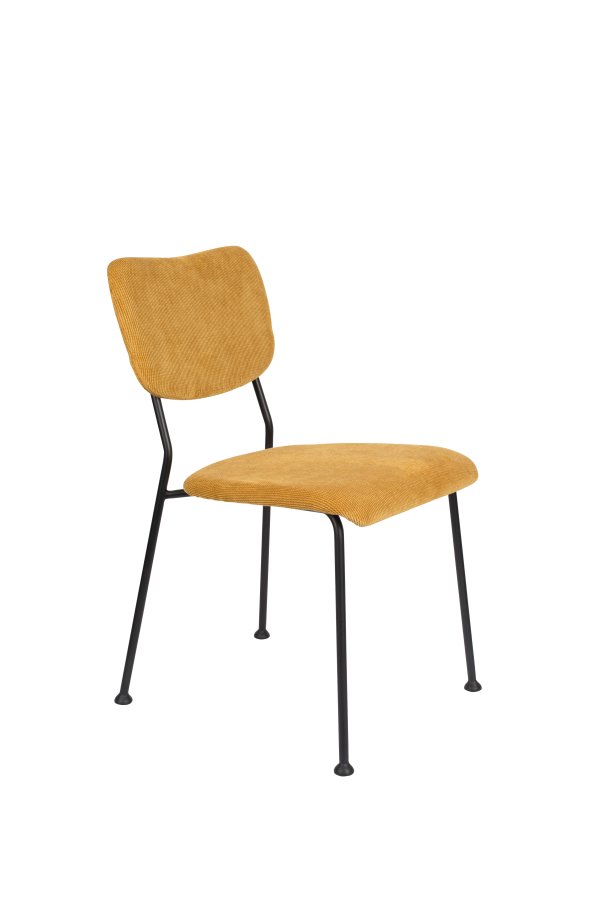 ZUIVER Benson spisestuestol - oker flyel polyester/nylon og sort stl