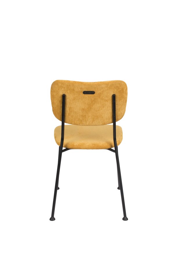 ZUIVER Benson spisestuestol - oker flyel polyester/nylon og sort stl