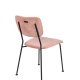 ZUIVER Benson spisestuestol - rosa flyels polyester/nylon og sort stl