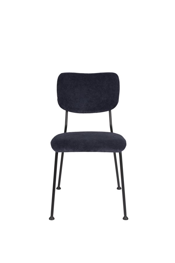 ZUIVER Benson spisestuestol - mrkebl flyels polyester/nylon og sort stl