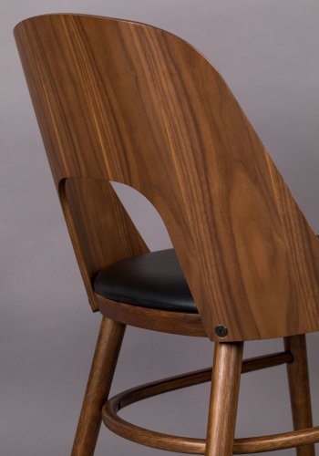 DUTCHBONE Talika spisebordstol - svart PU og valnttfarget finer/gummitre