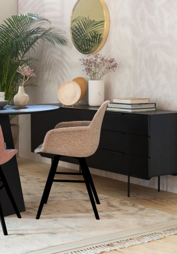 ZUIVER Albert Kuip Myk spisebordstol - lys gr polyester og sort ask