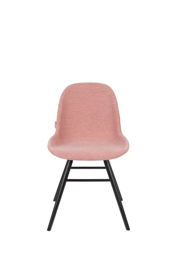 ZUIVER Albert Kuip Myk spisestuestol - rosa polyester og sort ask