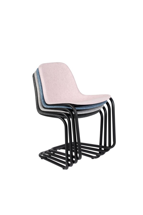ZUIVER Trst spisestuestol, stablebar - rosa polyetylen og sort stl