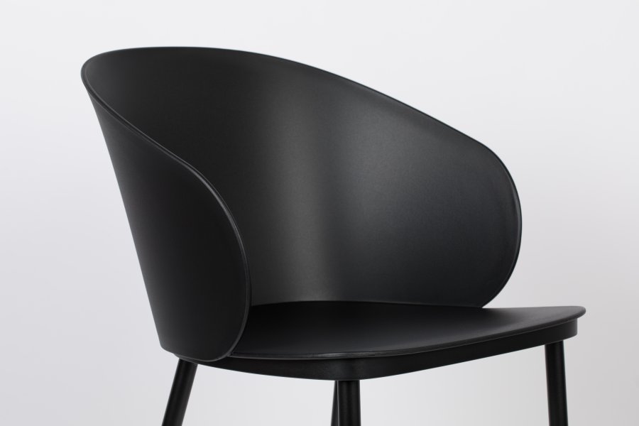 WHITE LABEL LIVING Gigi spisestuestol - svart polypropylen og stl