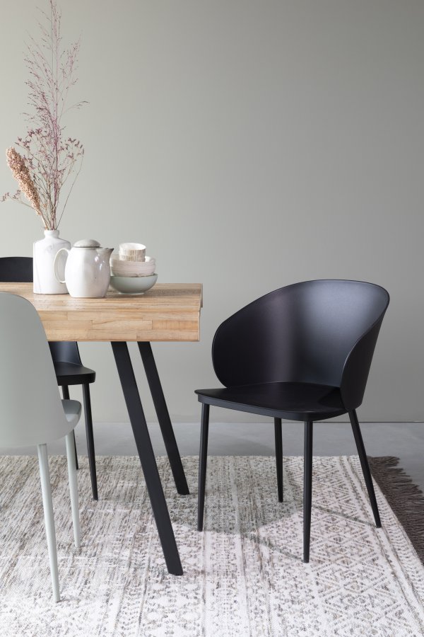 WHITE LABEL LIVING Gigi spisestuestol - svart polypropylen og stl