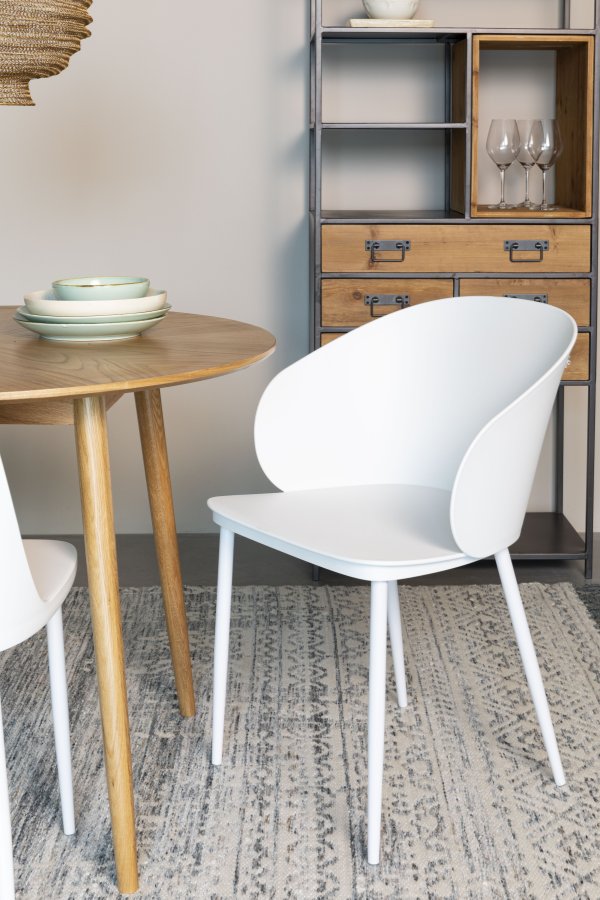 WHITE LABEL LIVING Gigi spisestuestol - hvit polypropylen og stl