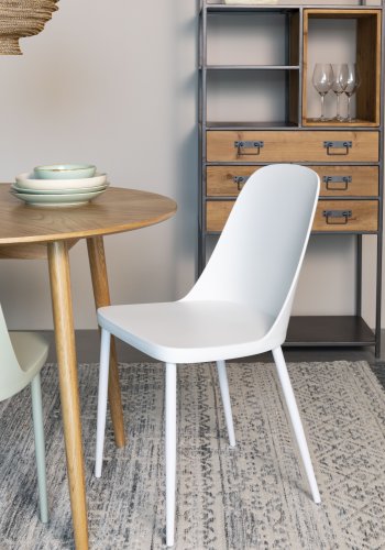 WHITE LABEL LIVING Pip spisestuestol - hvit polypropylen og metall