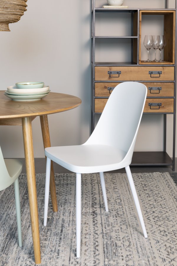 WHITE LABEL LIVING Pip spisestuestol - hvit polypropylen og metall