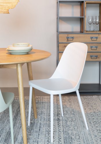 WHITE LABEL LIVING Pip spisestuestol - hvit polypropylen og metall