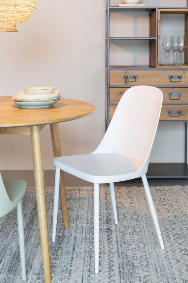 WHITE LABEL LIVING Pip spisestuestol - hvit polypropylen og metall