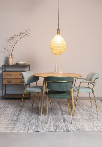 WHITE LABEL LIVING Jolien spisestuestol - mrkegrnn polyester/nylon og gullstl