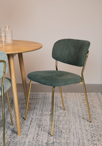 WHITE LABEL LIVING Jolien spisestuestol - mrkegrnn polyester/nylon og gullstl