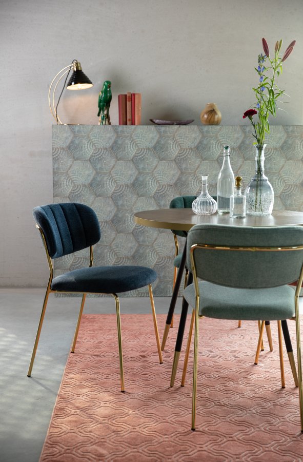 WHITE LABEL LIVING Jolien spisestuestol - mrkebl polyester/nylon og gullstl