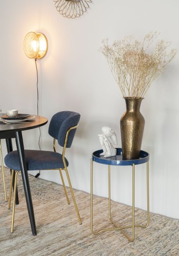 WHITE LABEL LIVING Jolien spisestuestol - mrkebl polyester/nylon og gullstl