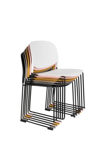 WHITE LABEL LIVING Stacks spisebordsstol, stabelbar - hvit polypropylen og stl