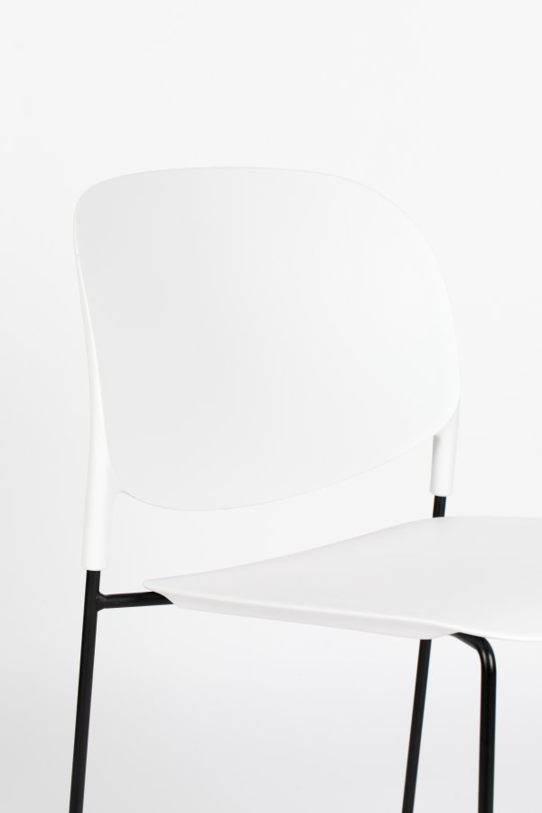 WHITE LABEL LIVING Stacks spisebordsstol, stabelbar - hvit polypropylen og stl
