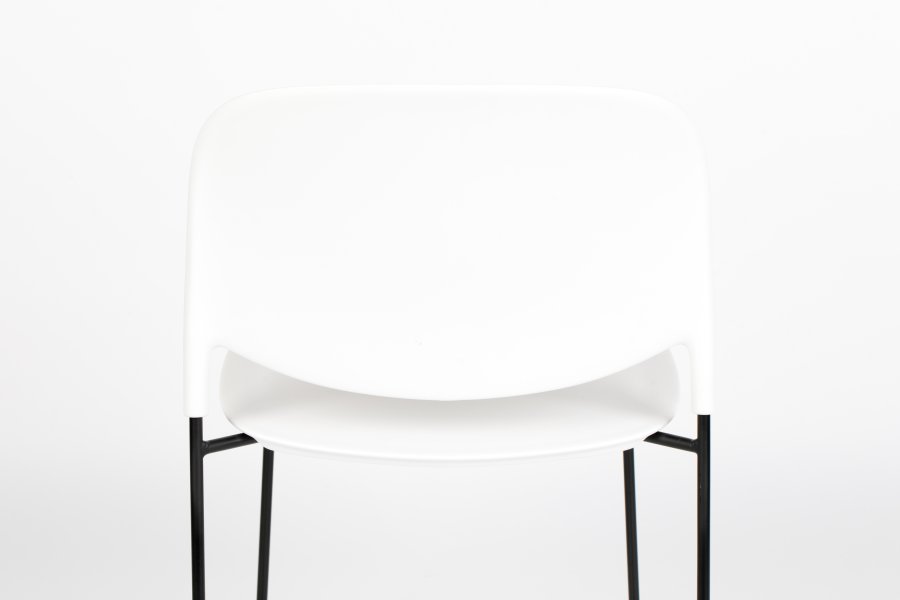 WHITE LABEL LIVING Stacks spisebordsstol, stabelbar - hvit polypropylen og stl