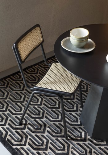 ZUIVER Jort spisestuestol - naturrotting og sort stl