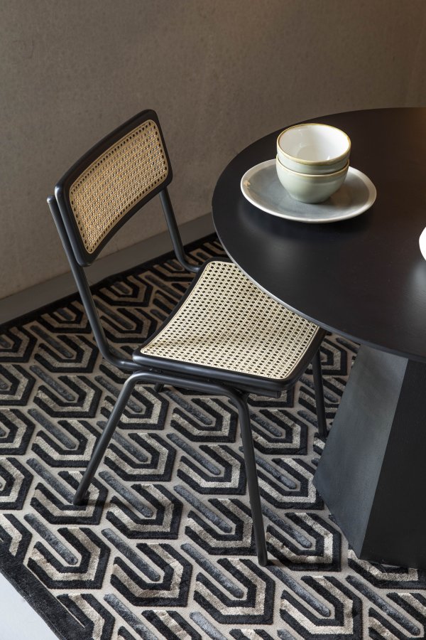 ZUIVER Jort spisestuestol - naturrotting og sort stl