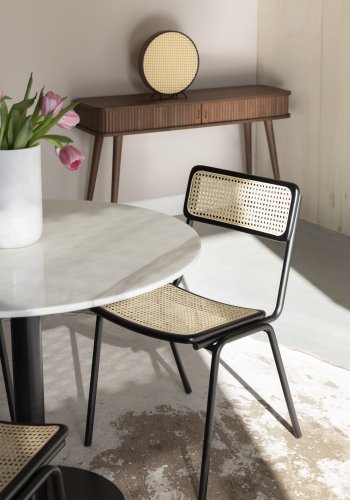 ZUIVER Jort spisestuestol - naturrotting og sort stl