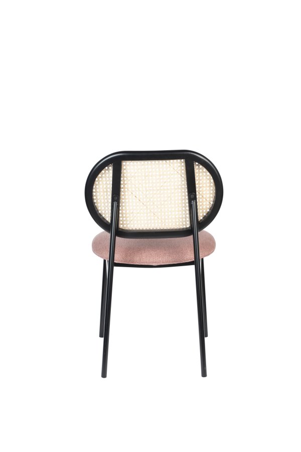 ZUIVER Spike spisestuestol - naturlig rotting, rosa polyester og sort stl