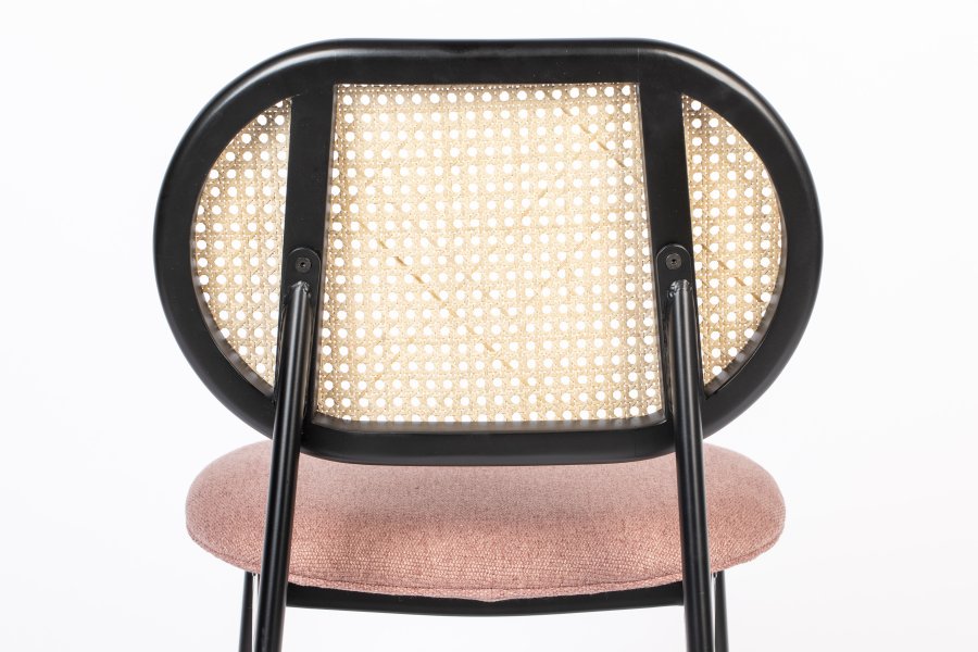 ZUIVER Spike spisestuestol - naturlig rotting, rosa polyester og sort stl