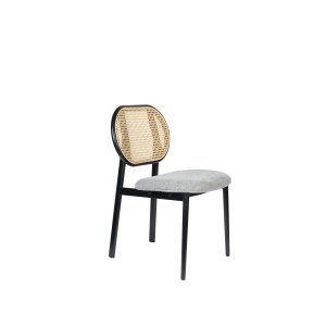 ZUIVER Spike spisebordsstol - natur rattan, gr polyester og sort stl