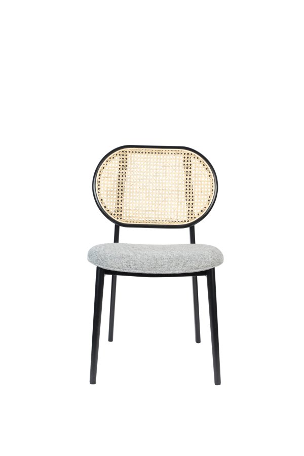 ZUIVER Spike spisestuestol - naturlig rotting, gr polyester og sort stl
