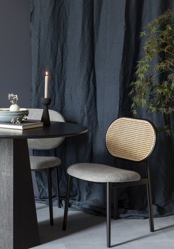 ZUIVER Spike spisestuestol - naturlig rotting, gr polyester og sort stl