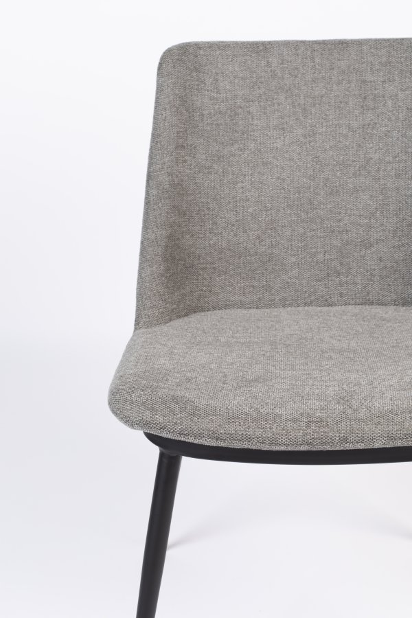 WHITE LABEL LIVING Lionel spisestuestol - lys gr polyester/nylon og stl