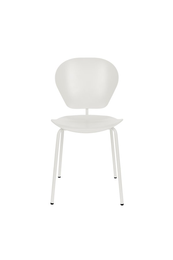 ZUIVER Ocean kokosmelk spisebordstol - hvit resirkulert plast fra havet og hvitt metall