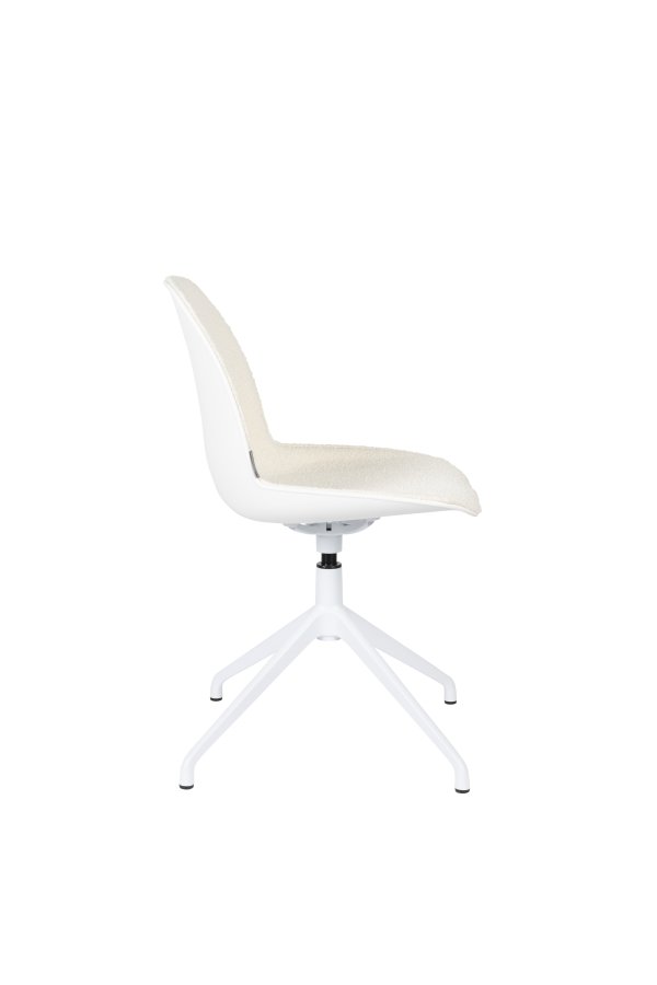 ZUIVER Albert Kuip spisebordsstol, med svingfunksjon - hvit polyester og hvit aluminium