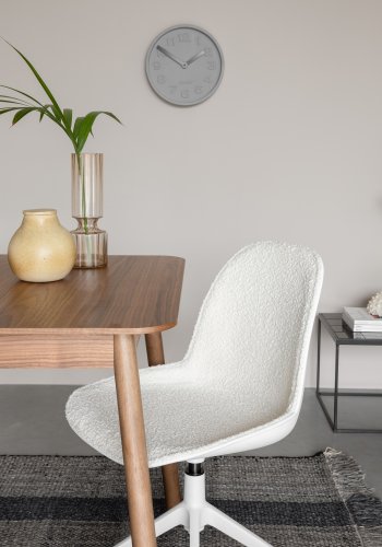 ZUIVER Albert Kuip spisebordsstol, med svingfunksjon - hvit polyester og hvit aluminium