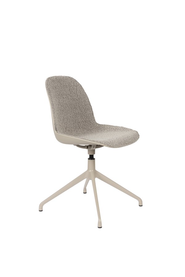 ZUIVER Albert Kuip spisebordsstol, med svingfunksjon - taupe polyester og taupe aluminium