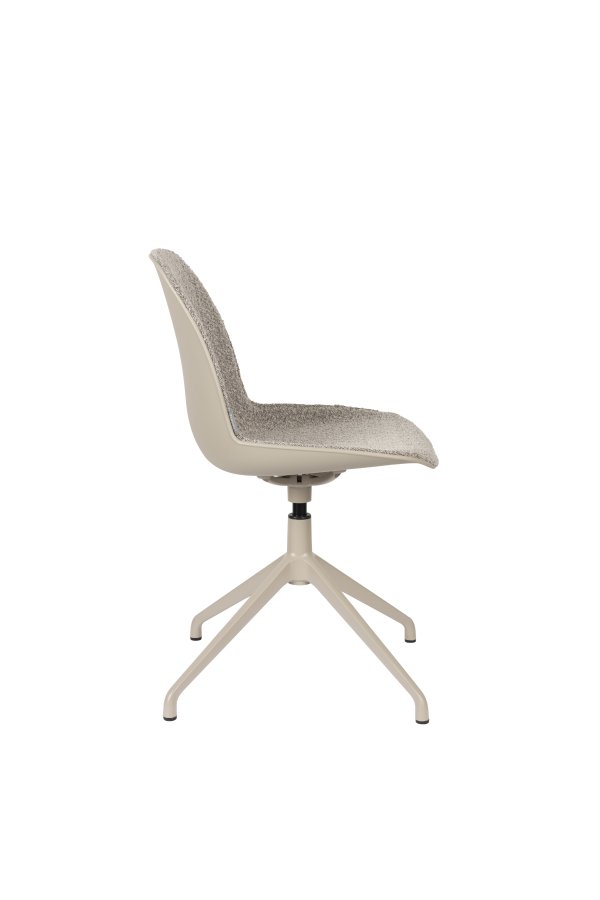 ZUIVER Albert Kuip spisebordsstol, med svingfunksjon - taupe polyester og taupe aluminium