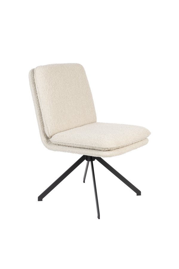 ZUIVER Tyler spisebordstol, m svingfunksjon - hvitt boucléstoff og sort stl